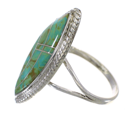 Sterling Silver Turquoise Inlay Ring Size 8-1/2 AX88641